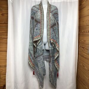 Camilla 100% Silk Antique Batik OS Sheer Coat Jacket Crystal Embellished Kimono